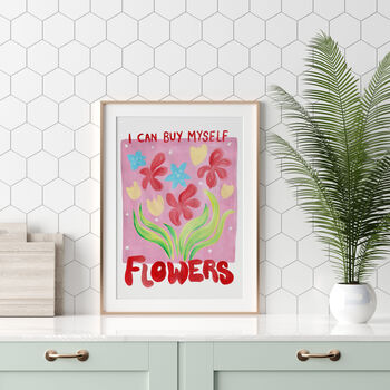 Buy Myself Flowers Typography Print, 2 of 3