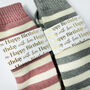 Personalised Birthday Stripy Welly Socks With Gold Foil Label, thumbnail 3 of 10