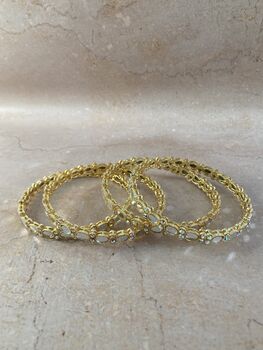 Afrin Mirror Work Bangle Set Size Two.Six Gold, 4 of 4
