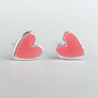 Sterling Silver Pink Heart Stud Earrings, thumbnail 2 of 5