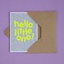 Hello Little One! Handmade Baby Card Neon Yellow/Grey, thumbnail 5 of 7