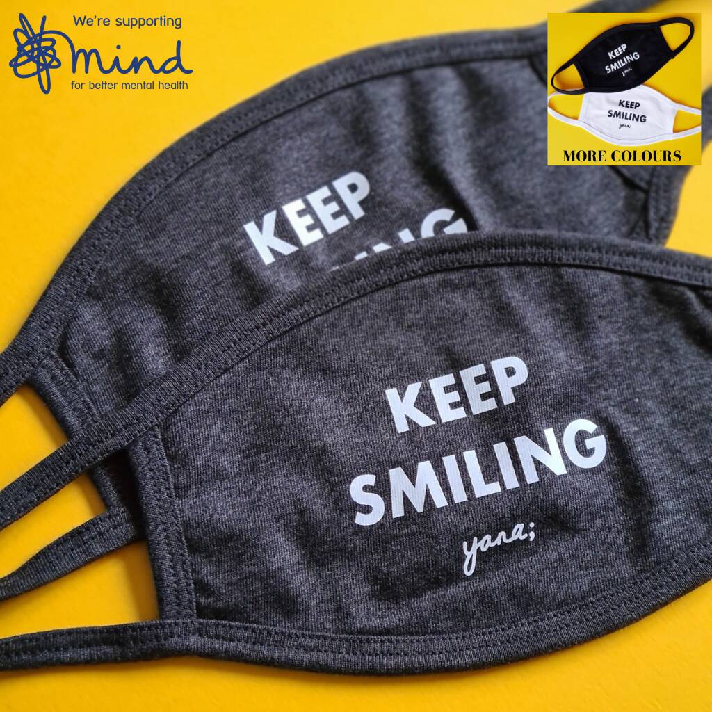 'Keep Smiling' Reusable Unisex Face Mask, 1 of 5