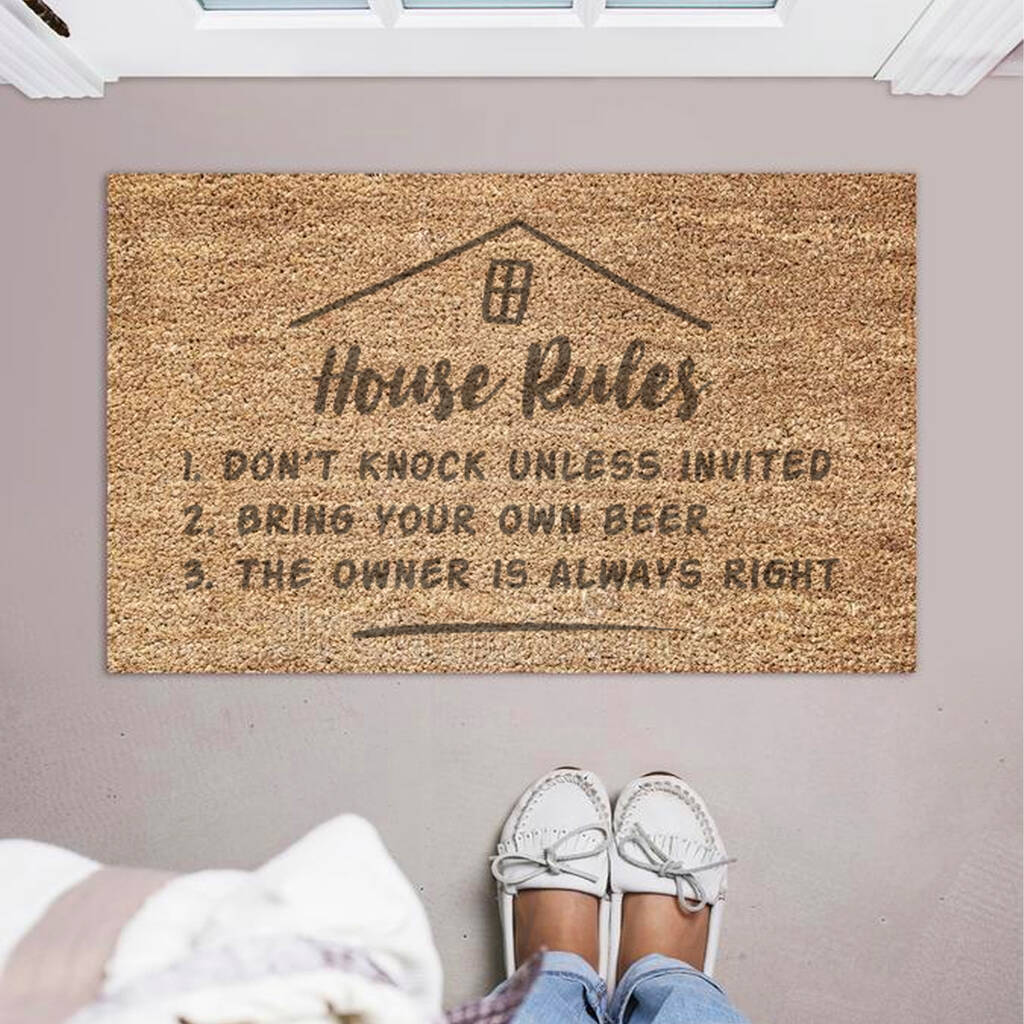 Personalised House Rules Coir Doormat By Dreams To Reality Design Ltd