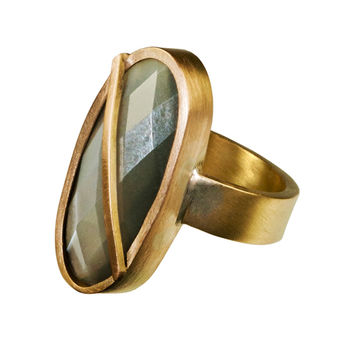Chunky Gold Faceted Moonstone Ring, 2 of 2