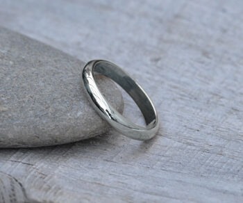 D Shape Wedding Band In Solid Sterling Silver, 3mm Plain Ring, 2 of 5