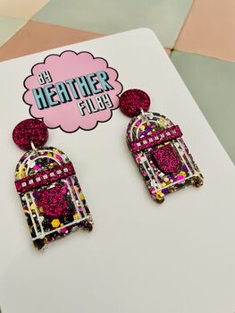 Jukebox Glitter Resin Earrings, 4 of 4
