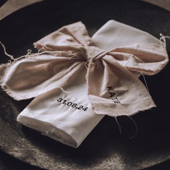Personalised Natural Cotton Bow Place Setting, 3 of 4