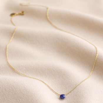 Lapis Lazuli Stone Teardrop Necklace In Gold Plating, 5 of 7