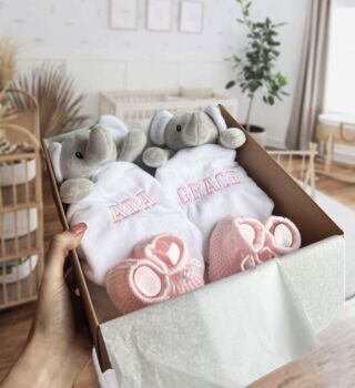 Twin Elephant Baby Comforter Gift Box, 3 of 4