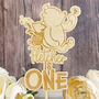 Personalised Pooh Bear Wooden Cake Topper Childrens Birthday, thumbnail 3 of 3