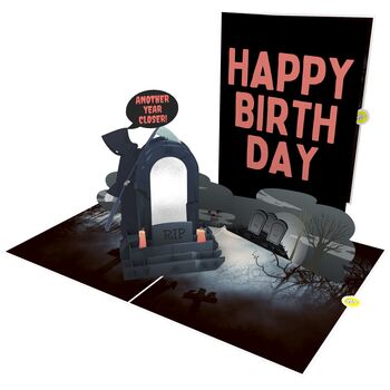 Funny Grim Reaper 3D Pop Up Mirror Tomb Birthday Card, 4 of 7