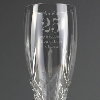Personalised Big Age Cut Crystal Champagne Flute, 2 of 6