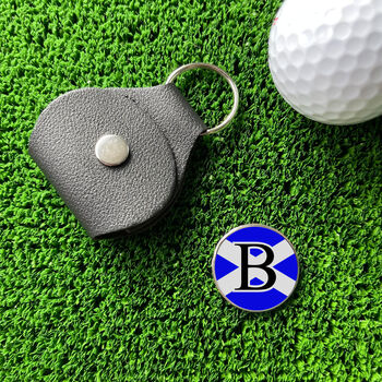 Personalised Scotland Flag Golf Ball Marker And Holder, 2 of 2