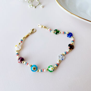 No Waste Millefiori Beaded Anklet, 4 of 10