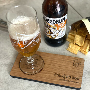 Personalised Oak Veneer Coaster Tray For Drinks Gift, 4 of 4