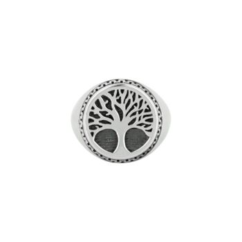 Tree Of Life Steel Signet Ring, 7 of 12