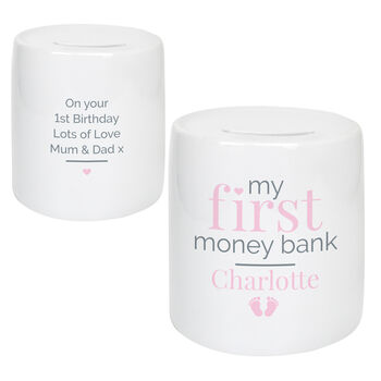 Personalised Pink My First Ceramic Money Box, 2 of 4