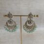 Mint Green Gold Plated Kundan Earrings And Tikka Set, thumbnail 2 of 4