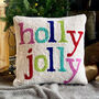 Punch Needle Holly Jolly Cushion, thumbnail 1 of 4