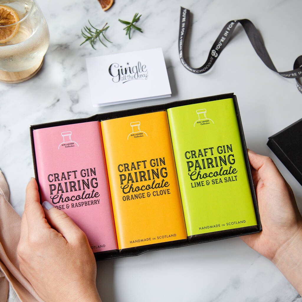 Gin Lovers Craft Gin Pairing Chocolate Gift Set By Quirky Chocolate