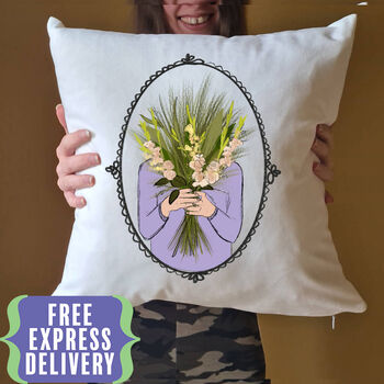 Personalised August Birthday Birth Flower Cushion Gift, 2 of 12