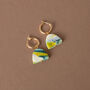 Monet Charm Gold Plated Hoop Earrings In Teal, thumbnail 3 of 4