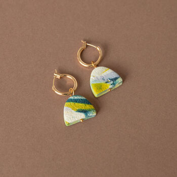 Monet Charm Gold Plated Hoop Earrings In Teal, 3 of 4