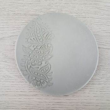 Henna Pattern Personalised Grey Clay Trinket Dish, 2 of 4