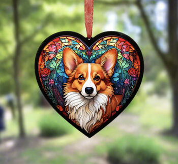 Corgi Stained Glass Effect Heart Suncatcher, 5 of 6