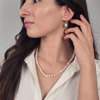 Gold Plated Natural Freshwater Pearl Choker Necklace, 4 of 5