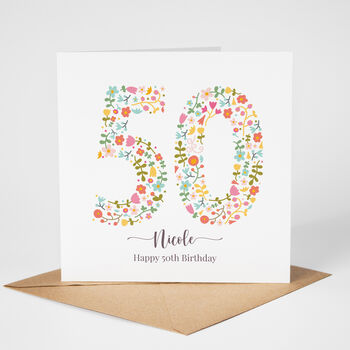 Floral Fun Personalised 50th Birthday Card, 3 of 7