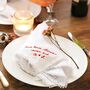 Personalised Message Embroidered White Linen Napkin, thumbnail 1 of 4