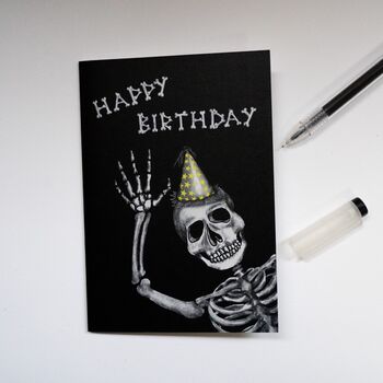 Happy Birthday Skeleton Gothic Card, 5 of 8