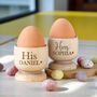Personalised Couples Wooden Egg Cup Set, thumbnail 3 of 4