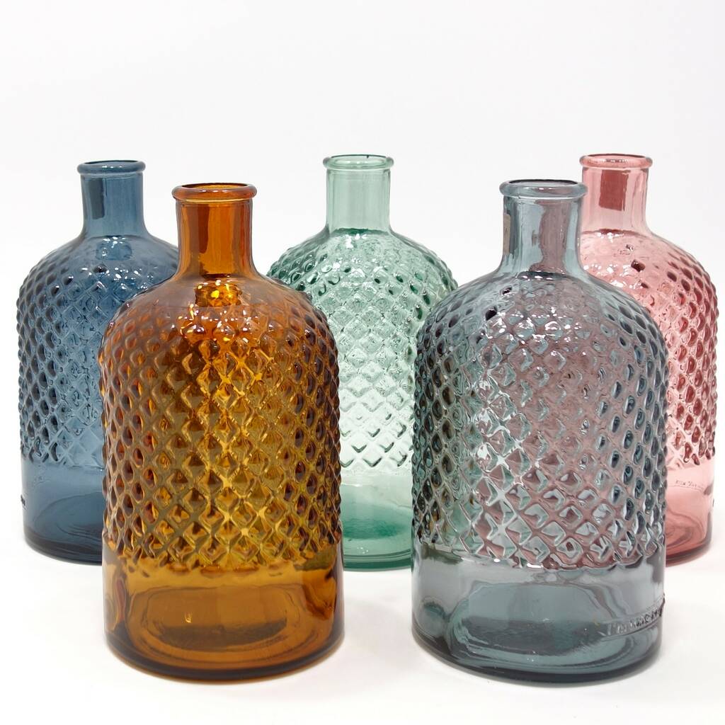Recycled Glass Patterned Bottle Vase In Eight Colours, 1 of 9