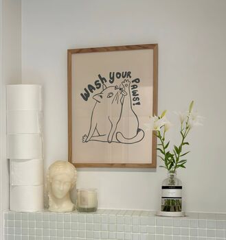 Wash Your Paws Funny Bathroom Print, 2 of 3