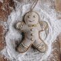 Luxury Irish Linen Festive Gingerbread Man Christmas Tree Decoration, thumbnail 1 of 7