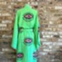 Long Organic Cotton Robe: Bright Green Eye, thumbnail 3 of 4