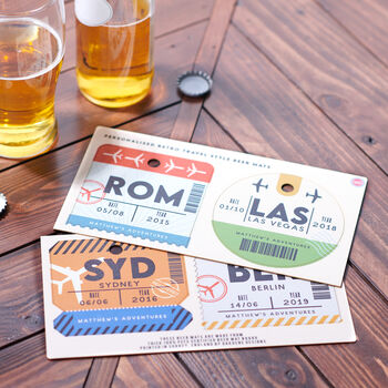 Personalised Set Of Travel Beer Mat Coasters, 2 of 3