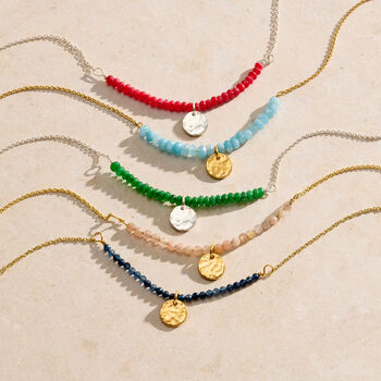 Personalised Pale Blue Semi Precious Beaded Necklace, 4 of 6