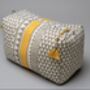 Sankari Geo Stripe Pattern Wash Bag In Mustard / Grey, thumbnail 3 of 6