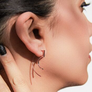 Modern Curved Sterling Silver Drop Earring, 6 of 7