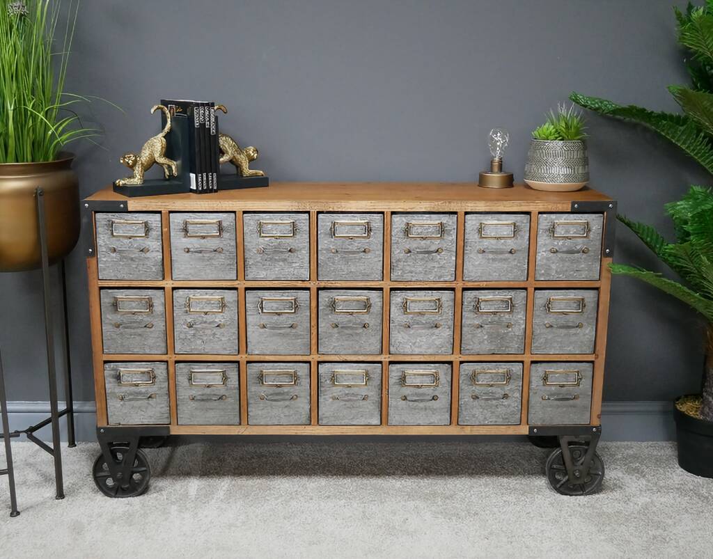 Aged Wooden Multi Drawer Cabinet, 1 of 3