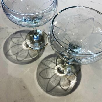 Personalised Floral Inspired Coupe Glasses, 4 of 5