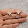 Raw Moonstone, Turquoise Sterling Silver Earrings, thumbnail 5 of 7