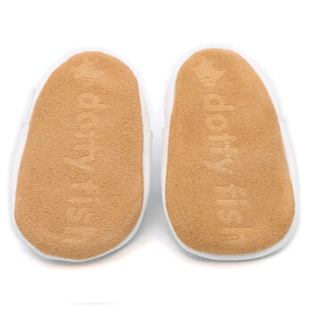 Dotty Fish White Soft Leather Baby Sandals With Barefoot Soles, 6 of 7