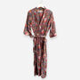 Grey And Pink Flower Block Print 100% Cotton Dressing Gown Kimono, thumbnail 2 of 3