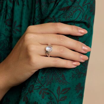Rainbow Moonstone Wave Ring, 2 of 6