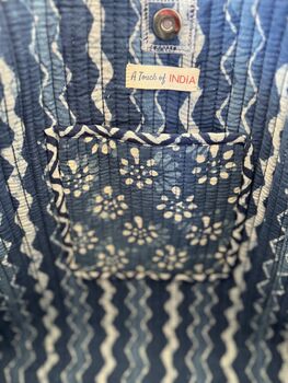 Tote Bag, Beach Bag, Block Print Indian Handbag, Indigo, 4 of 11