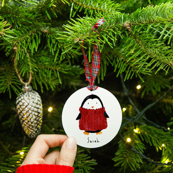 Personalised Penguin Christmas Tree Decoration, 6 of 12